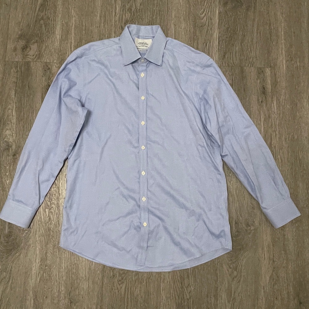 Charles Tyrwhitt Dress Shirt Mens 16.5/33 Blue Non Iron Extra Slim Fit Oxford